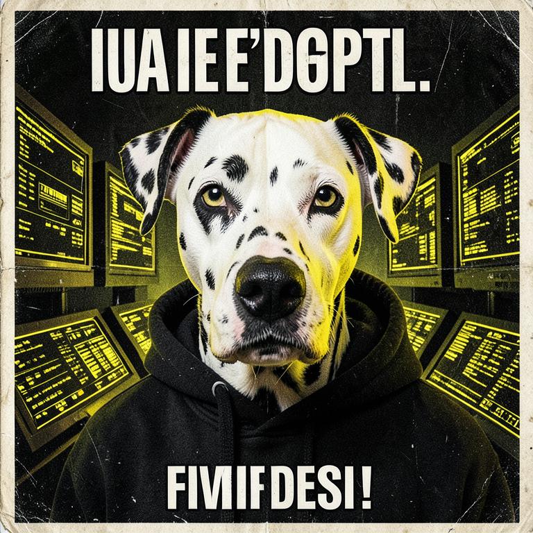 zDog dalmatian in a hoodie at a terminal